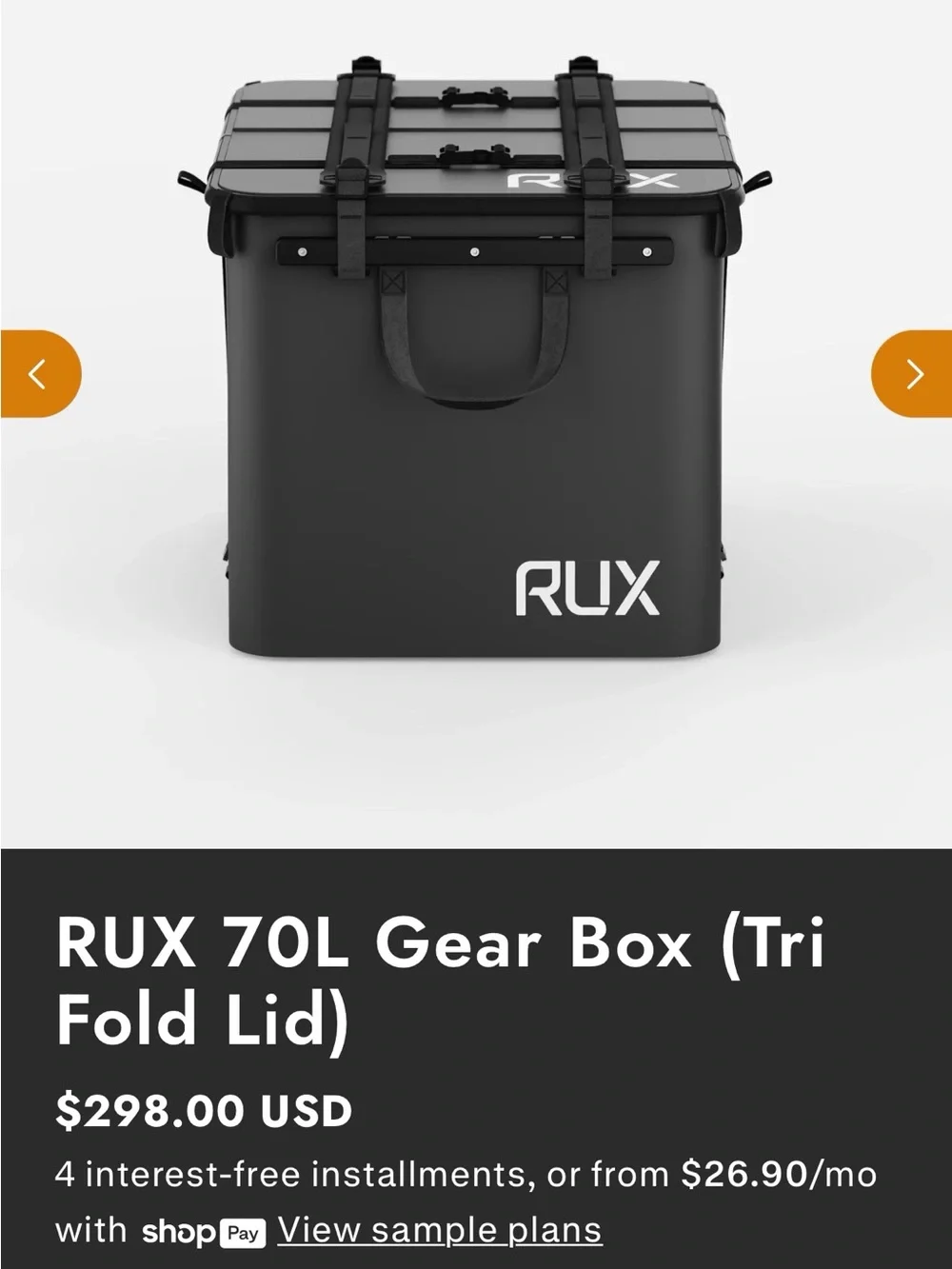 Rux 70L Gear Box (tri fold lid)